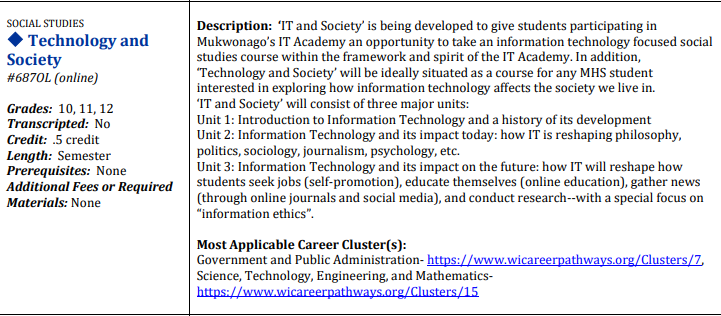 Technology and Society Course